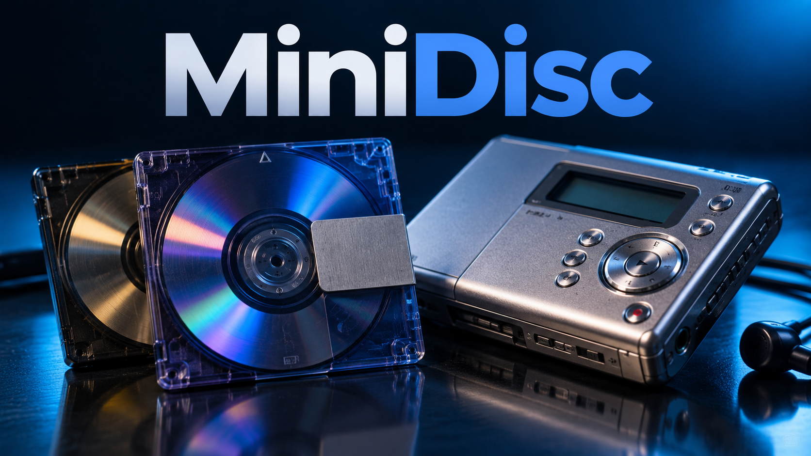 MiniDisc retro en luz azul